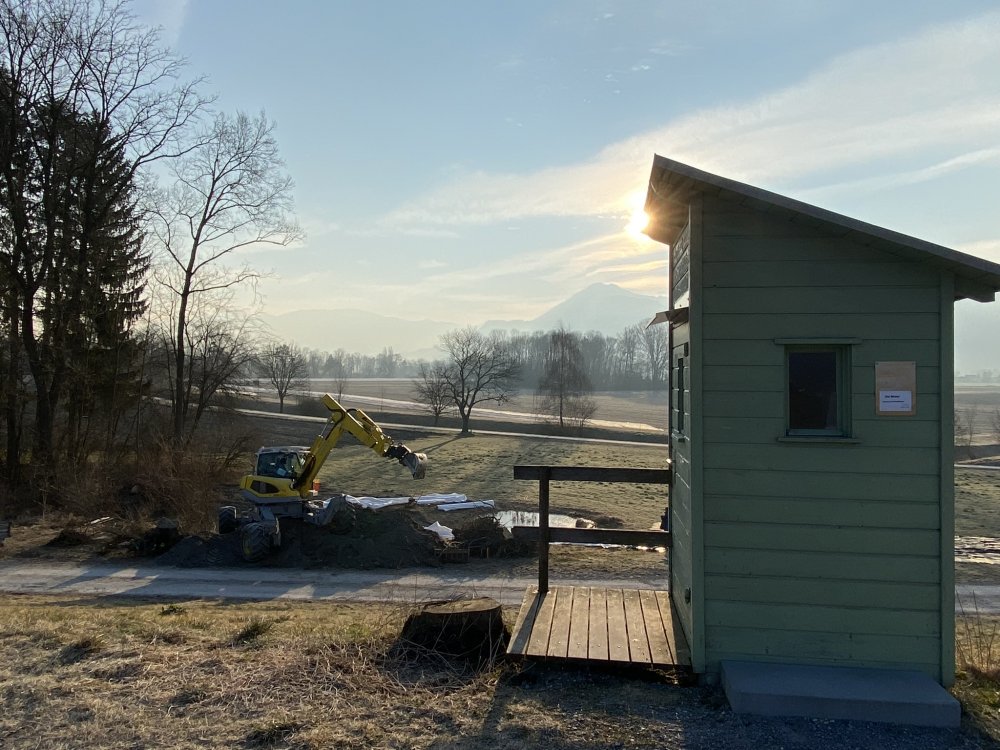 Die Baustelle befindet sich unterhalb des Grenzerh&auml;uschens.