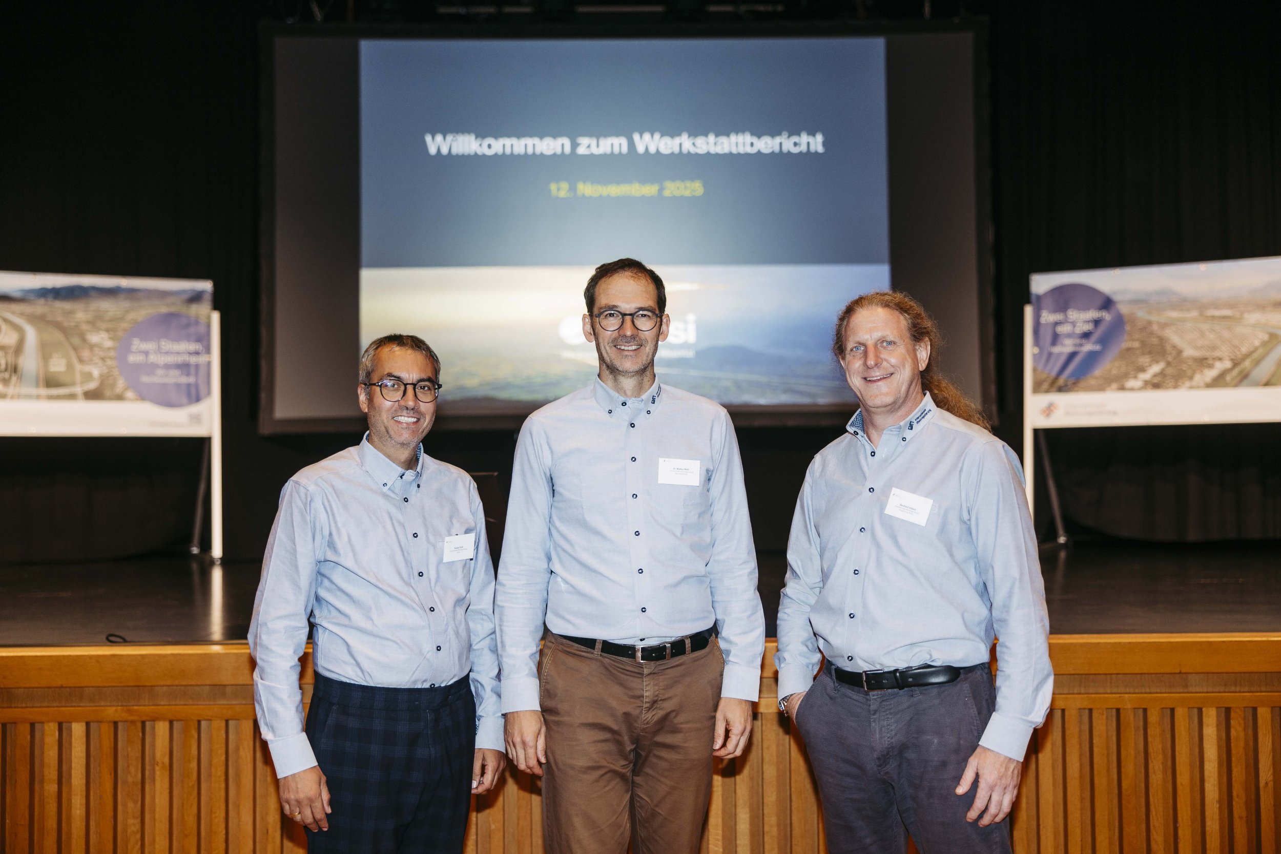 Sanjay Doshi, Markus M&auml;hr und Bernhard Valenti informierten &uuml;ber Rhesi